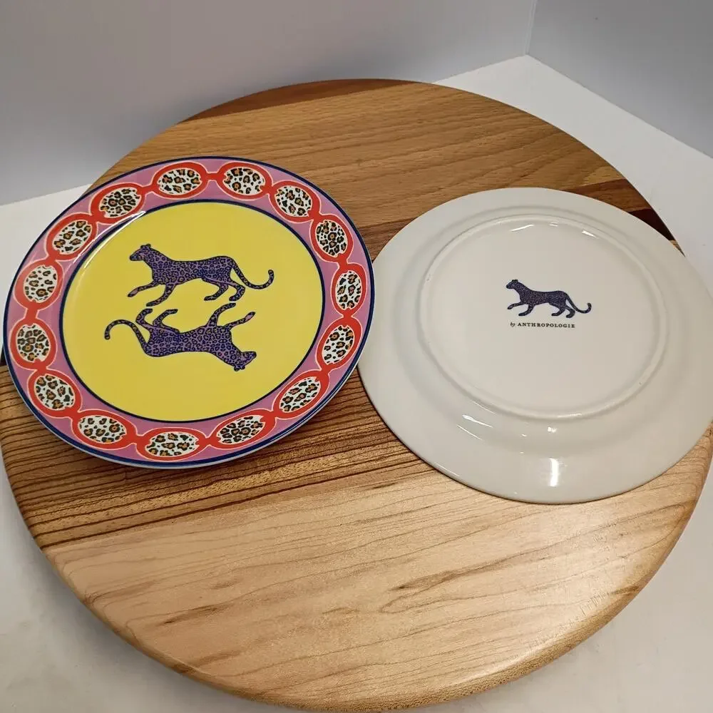Anthropologie Leopards Dessert Side Plate (Set of 2, Rare)